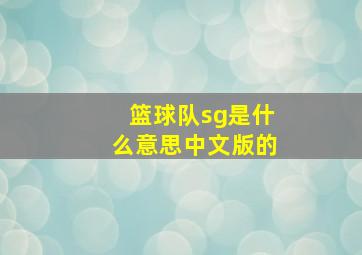 篮球队sg是什么意思中文版的