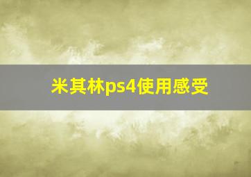 米其林ps4使用感受