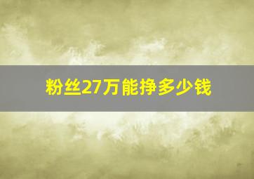 粉丝27万能挣多少钱