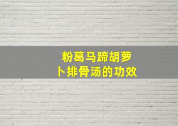 粉葛马蹄胡萝卜排骨汤的功效