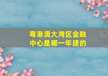 粤港澳大湾区金融中心是哪一年建的