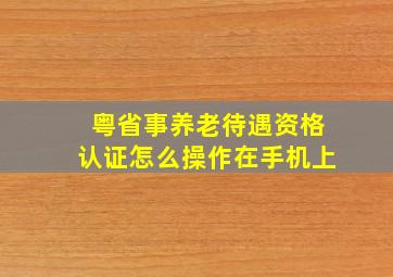 粤省事养老待遇资格认证怎么操作在手机上