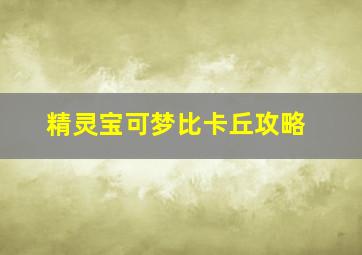 精灵宝可梦比卡丘攻略