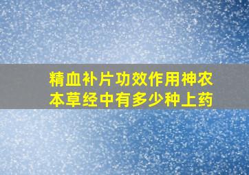 精血补片功效作用神农本草经中有多少种上药