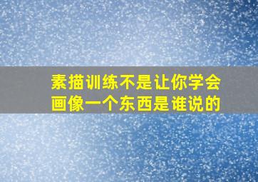 素描训练不是让你学会画像一个东西是谁说的