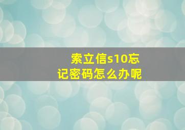 索立信s10忘记密码怎么办呢