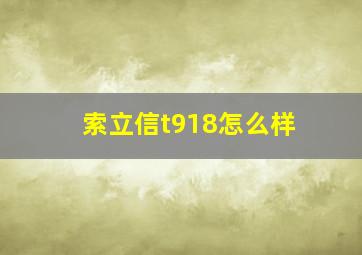 索立信t918怎么样