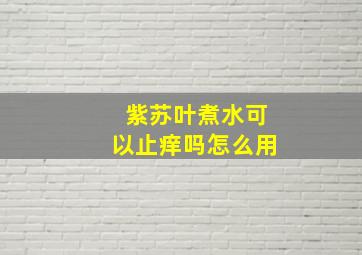 紫苏叶煮水可以止痒吗怎么用