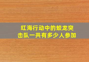 红海行动中的蛟龙突击队一共有多少人参加