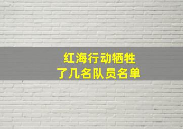 红海行动牺牲了几名队员名单