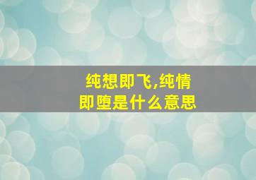 纯想即飞,纯情即堕是什么意思