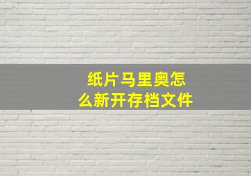 纸片马里奥怎么新开存档文件