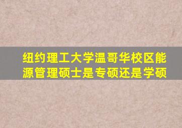 纽约理工大学温哥华校区能源管理硕士是专硕还是学硕