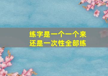 练字是一个一个来还是一次性全部练