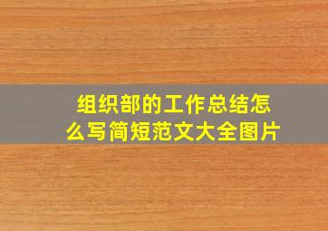 组织部的工作总结怎么写简短范文大全图片