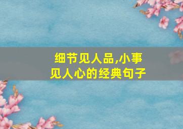 细节见人品,小事见人心的经典句子