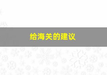 给海关的建议