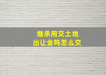 继承用交土地出让金吗怎么交