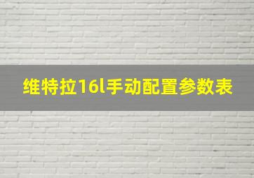 维特拉16l手动配置参数表