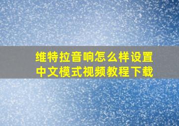 维特拉音响怎么样设置中文模式视频教程下载