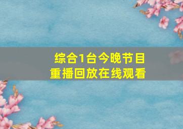 综合1台今晚节目重播回放在线观看