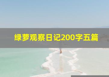 绿萝观察日记200字五篇