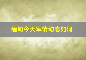 缅甸今天军情动态如何