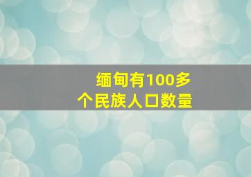 缅甸有100多个民族人口数量