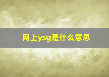 网上ysg是什么意思