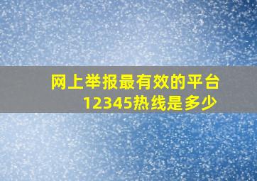 网上举报最有效的平台12345热线是多少