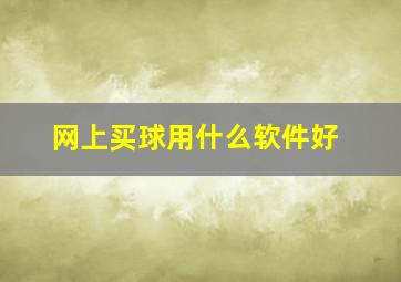 网上买球用什么软件好