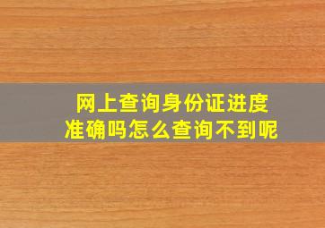 网上查询身份证进度准确吗怎么查询不到呢