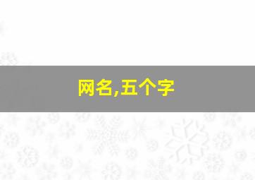 网名,五个字