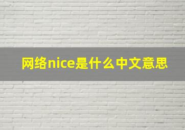 网络nice是什么中文意思