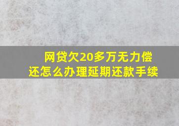 网贷欠20多万无力偿还怎么办理延期还款手续