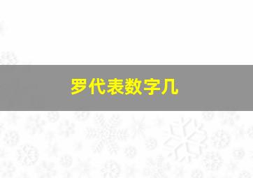 罗代表数字几