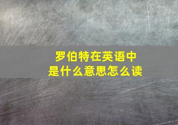 罗伯特在英语中是什么意思怎么读