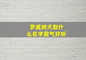 罗威纳犬取什么名字霸气好听