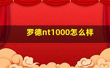 罗德nt1000怎么样