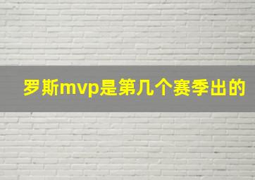 罗斯mvp是第几个赛季出的