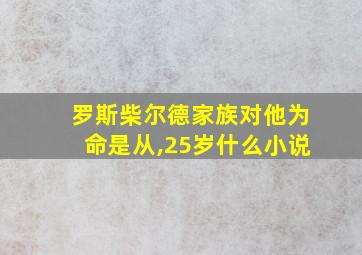 罗斯柴尔德家族对他为命是从,25岁什么小说