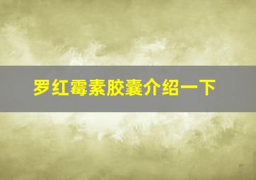 罗红霉素胶囊介绍一下