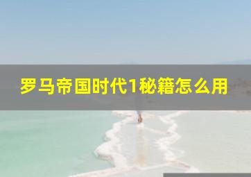 罗马帝国时代1秘籍怎么用