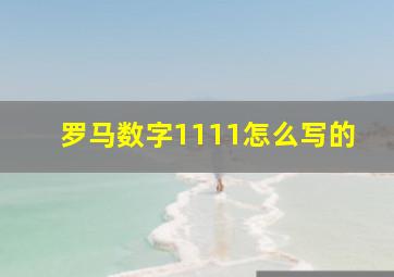 罗马数字1111怎么写的