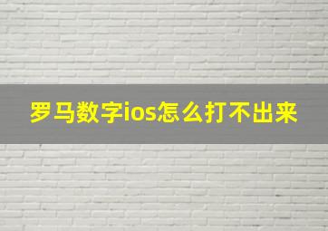 罗马数字ios怎么打不出来