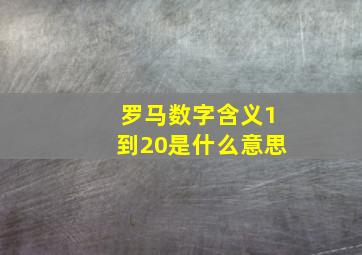 罗马数字含义1到20是什么意思