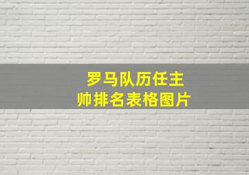 罗马队历任主帅排名表格图片