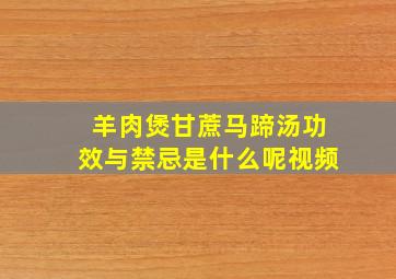 羊肉煲甘蔗马蹄汤功效与禁忌是什么呢视频