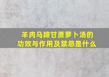 羊肉马蹄甘蔗萝卜汤的功效与作用及禁忌是什么