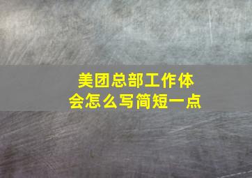 美团总部工作体会怎么写简短一点